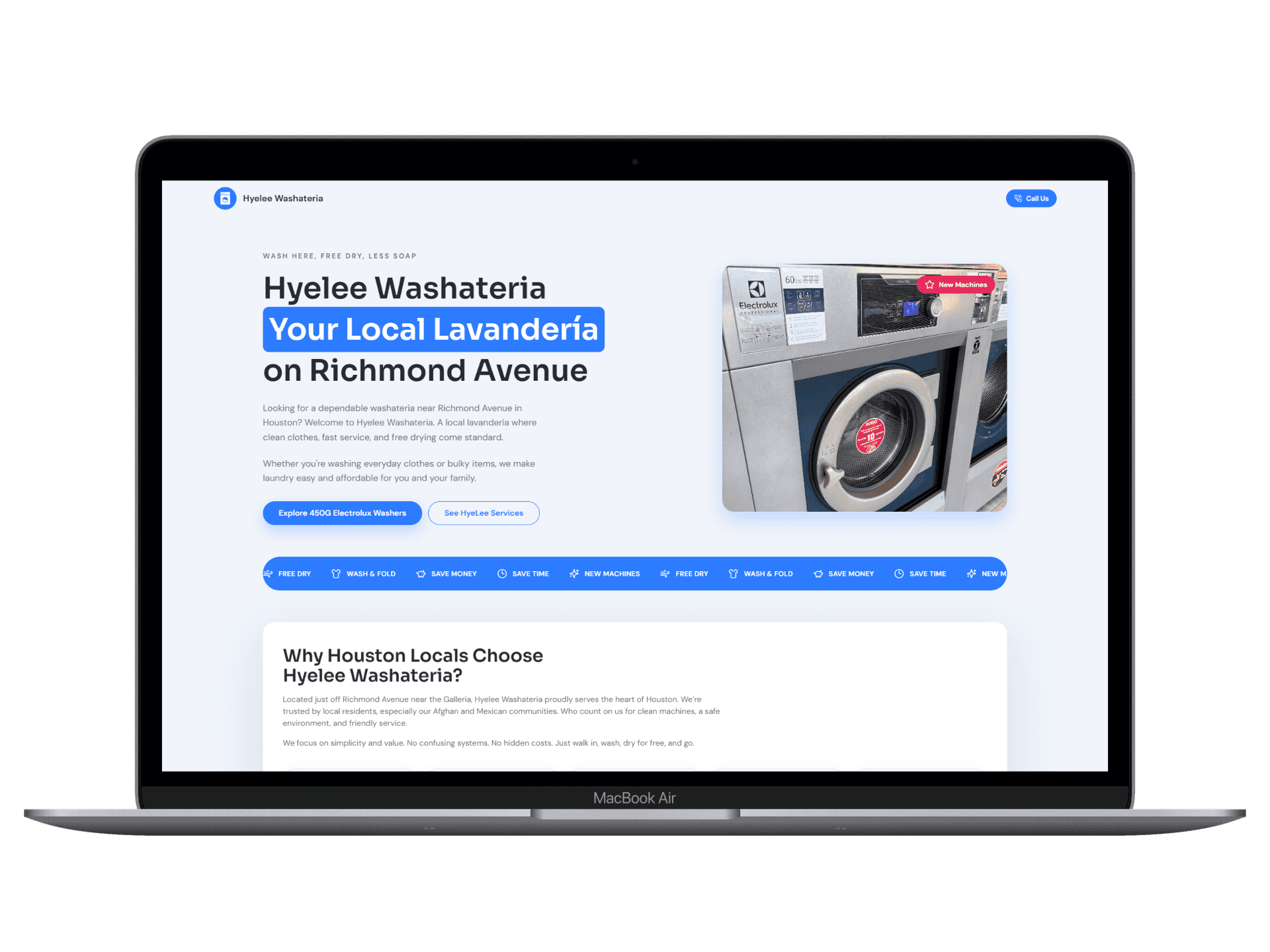 HyeLee Washateria responsive homepage