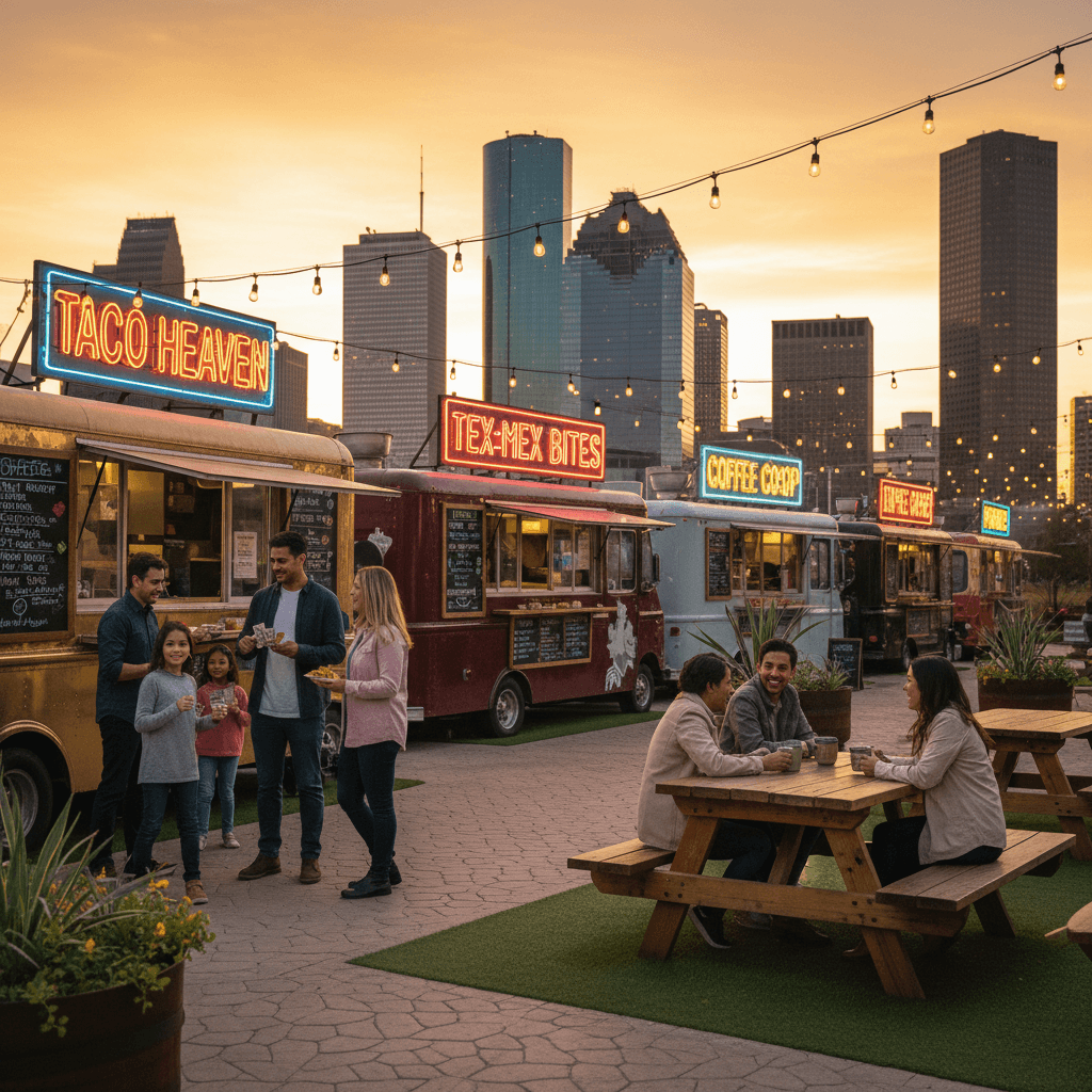 Local restaurants, coffee shops, and food trucks