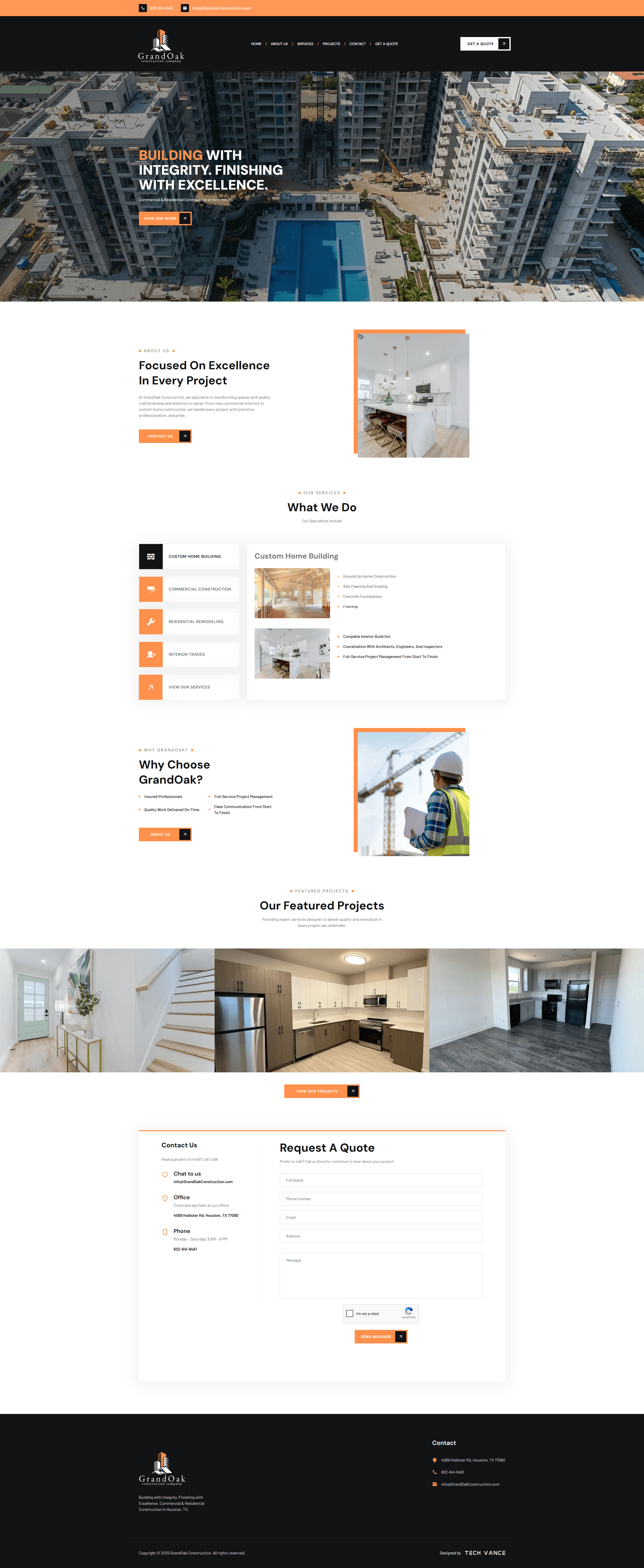GrandOak Construction website screenshot